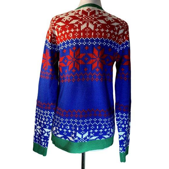Jolly Sweaters Pullover Ugly Christmas Holiday Santa Sunglasses Colorful Sz S - Picture 6 of 7